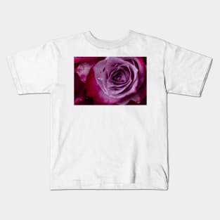 Dew Drops On Purple Red Rose Kids T-Shirt